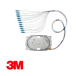 3M | Module of 12 SC Pigtails 9/125μ, 2m w/DIN-Cassette, Pigtails in 12 IEC Colours, Stripped and Marked 